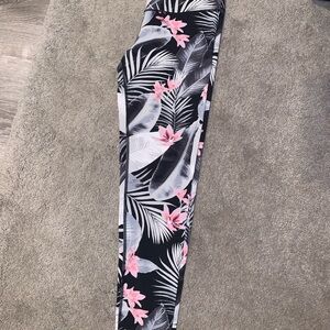 Victoria's Secret Black and Pink Floral Leggings